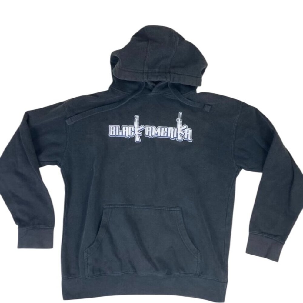 Black Amerika Hoodie Guns Graphic Cotton Heritage YL Adult XS Streetwear